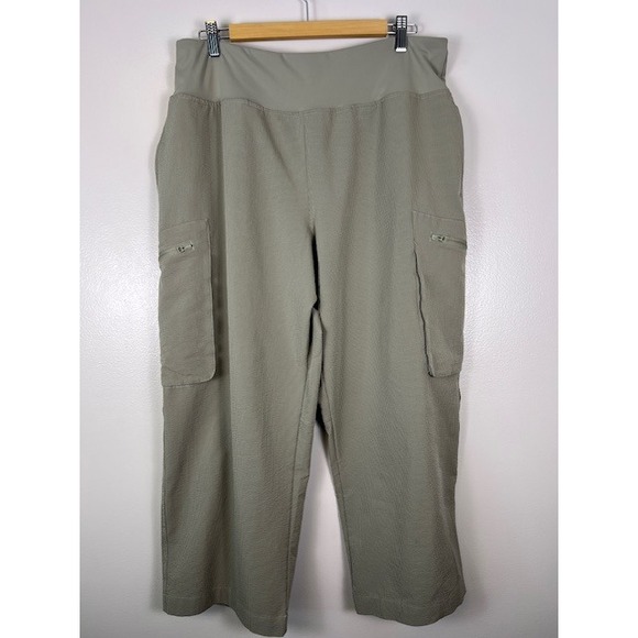 Sage Collection Women Cargo Cropped Pants Capri Casual Comfort Beige Size Medium - Picture 3 of 14